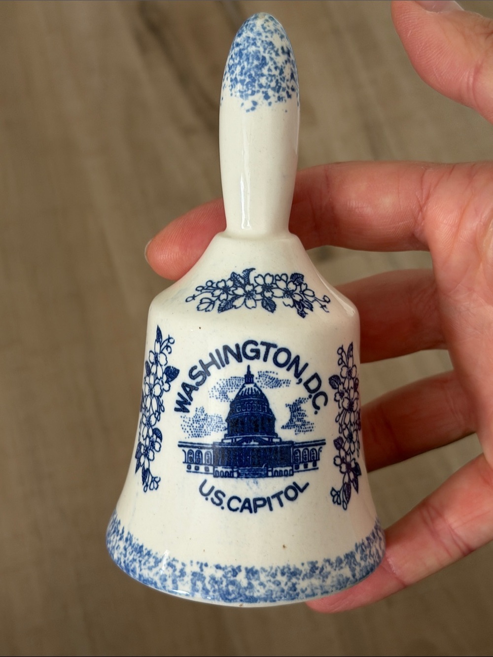 Washington D.C. U.S. Capitol Collectible Ceramic Bell - Blue & White
